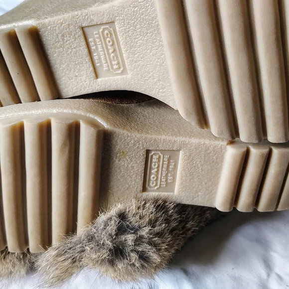 Ladies 8 Coach Rare Camel Suede Rabbit Fur Arctic Blast Knee High Wedge Boot - Picture 6 of 6